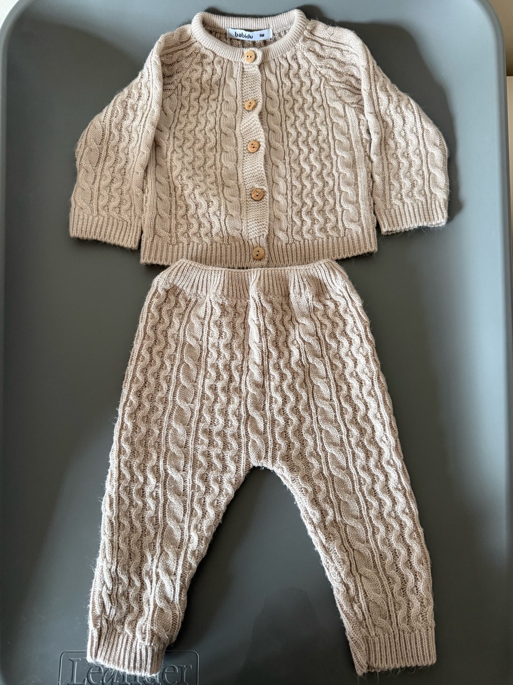 Babidu | Cream Cable Knit Baby Cardigan & Pants Set